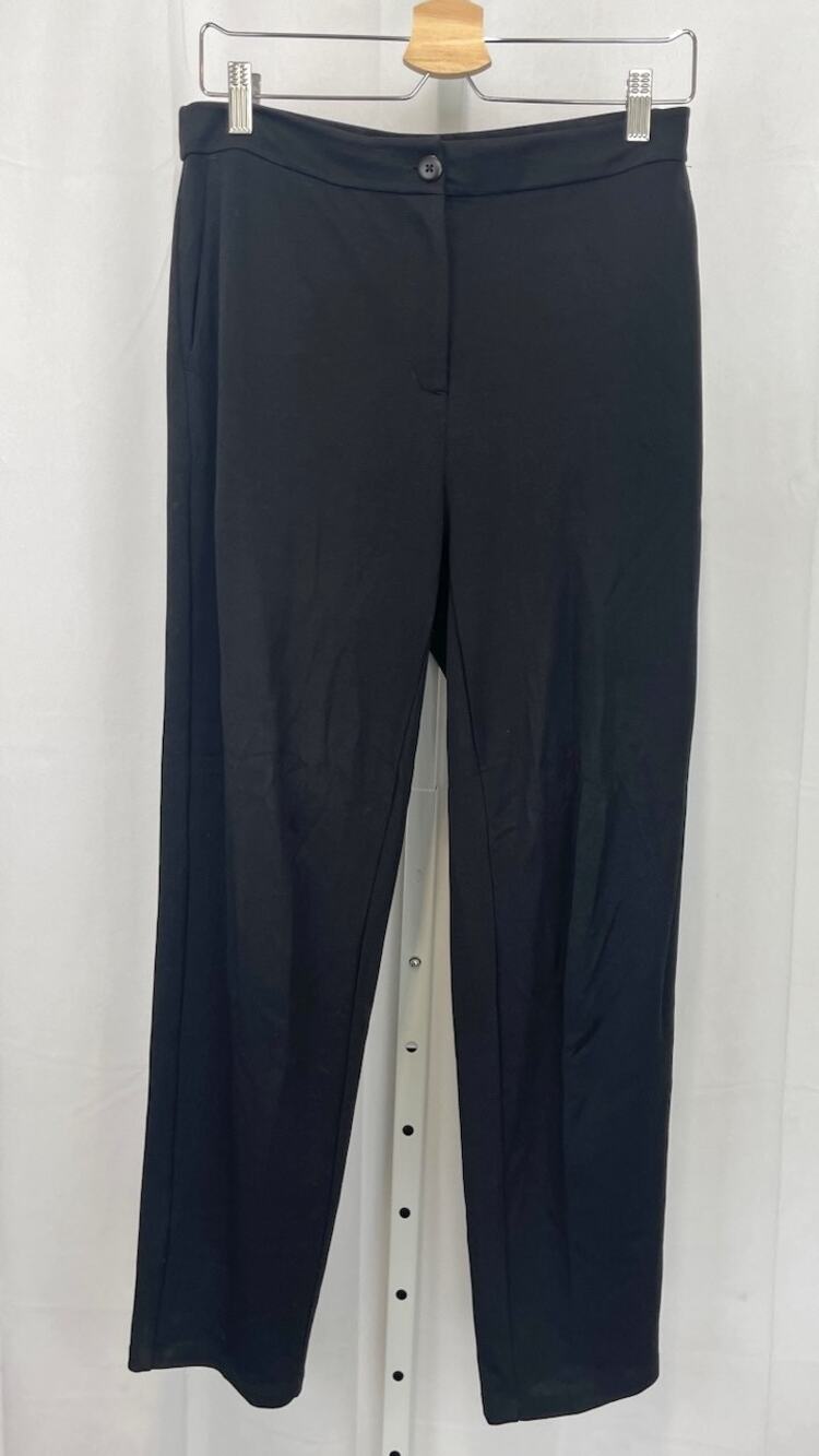 EILEEN FISHER High Rise Straight Pants in Flex Tencel Ponte Zip Fly Black Size S